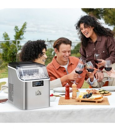 Ice Maker Machine Counter Top Silver 20kg in 24 Hrs 37.1H x 25.2L x 36Wcm