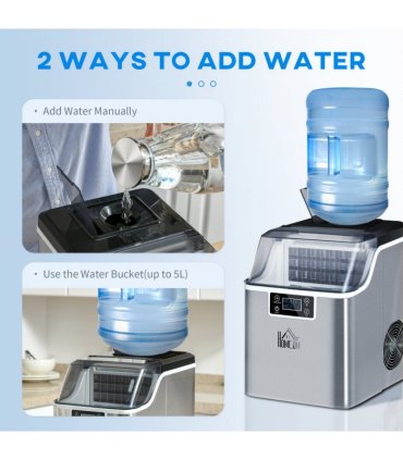 Ice Maker Machine Counter Top Silver 20kg in 24 Hrs 37.1H x 25.2L x 36Wcm