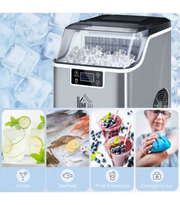 Ice Maker Machine Counter Top Silver 20kg in 24 Hrs 37.1H x 25.2L x 36Wcm