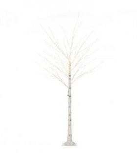 6ft Artificial White Birch Tree Light  96 Warm White Pre-Lit LED Light HOMCOM