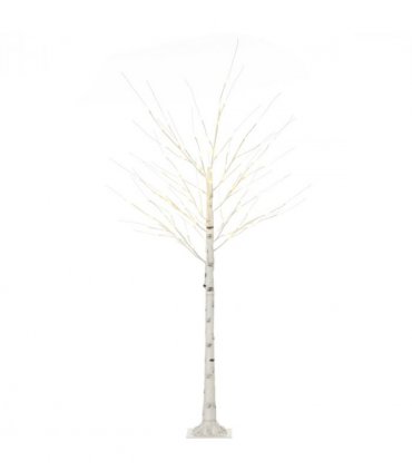 6ft Artificial White Birch Tree Light  96 Warm White Pre-Lit LED Light HOMCOM