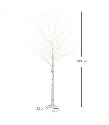 6ft Artificial White Birch Tree Light  96 Warm White Pre-Lit LED Light HOMCOM