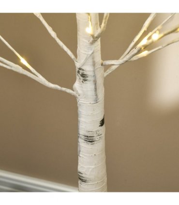 6ft Artificial White Birch Tree Light  96 Warm White Pre-Lit LED Light HOMCOM
