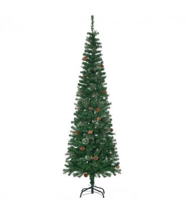6.5FT Artificial Slim Christmas Tree Holiday Home Decor with Pine Cones