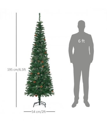 6.5FT Artificial Slim Christmas Tree Holiday Home Decor with Pine Cones