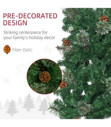 6.5FT Artificial Slim Christmas Tree Holiday Home Decor with Pine Cones