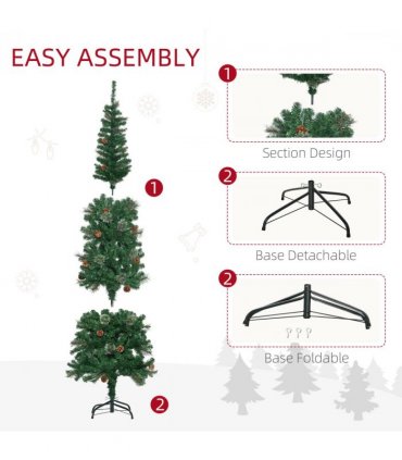 6.5FT Artificial Slim Christmas Tree Holiday Home Decor with Pine Cones