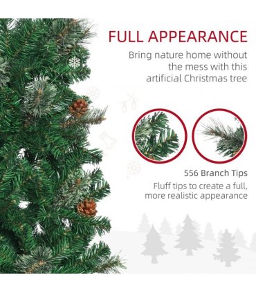 6.5FT Artificial Slim Christmas Tree Holiday Home Decor with Pine Cones