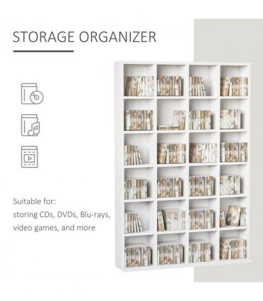 DVD CD Media Storage Cabinet Racks Wooden Shelf Video Bookcase Display
