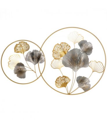 Minimalist Metal Wall Art Ginkgo Leaves Hanging Wall Sculpture, Gold