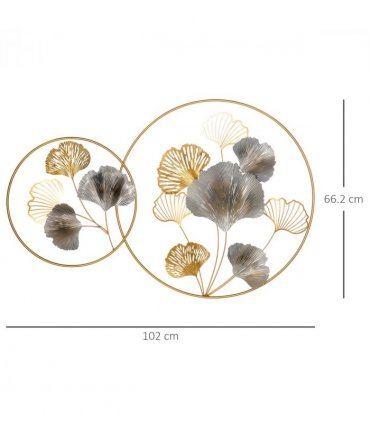 Minimalist Metal Wall Art Ginkgo Leaves Hanging Wall Sculpture, Gold