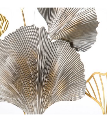 Minimalist Metal Wall Art Ginkgo Leaves Hanging Wall Sculpture, Gold