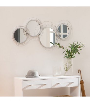 HOMCOM Metal Wall Art Decorative Mirror Decor Modern Wall Sculpture, Silver