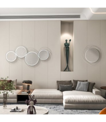 HOMCOM Metal Wall Art Decorative Mirror Decor Modern Wall Sculpture, Silver