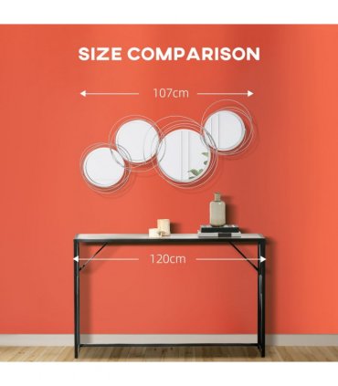 HOMCOM Metal Wall Art Decorative Mirror Decor Modern Wall Sculpture, Silver