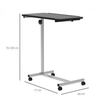 C-Shaped Mobile Table Sofa Over Bed Side Nightstand w/ Casters, Brake