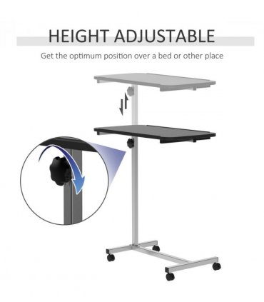 C-Shaped Mobile Table Sofa Over Bed Side Nightstand w/ Casters, Brake