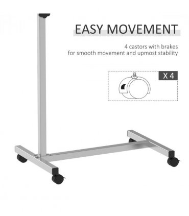 C-Shaped Mobile Table Sofa Over Bed Side Nightstand w/ Casters, Brake