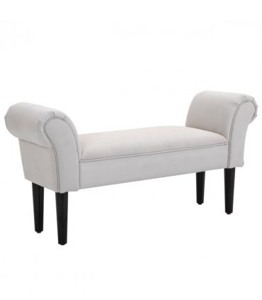 Elegant Flannelette Home End Bench Wood Legs Padding High Scrolled Ends