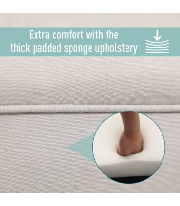 Elegant Flannelette Home End Bench Wood Legs Padding High Scrolled Ends
