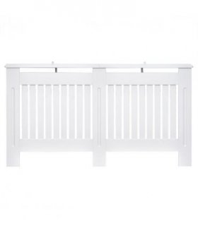 HOMCOM Radiator Cover Painted Slatted MDF Cabinet Lined Grill 152x19x81cm