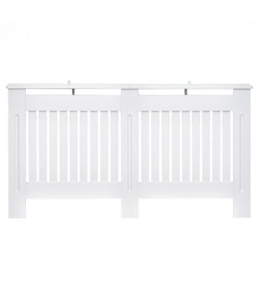 HOMCOM Radiator Cover Painted Slatted MDF Cabinet Lined Grill 152x19x81cm