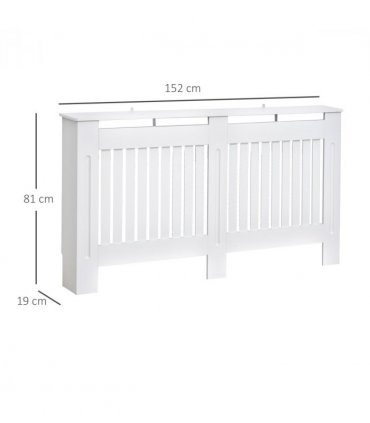 HOMCOM Radiator Cover Painted Slatted MDF Cabinet Lined Grill 152x19x81cm