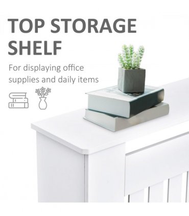 HOMCOM Radiator Cover Painted Slatted MDF Cabinet Lined Grill 152x19x81cm
