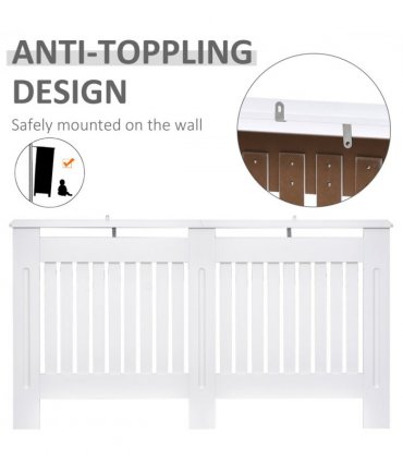 HOMCOM Radiator Cover Painted Slatted MDF Cabinet Lined Grill 152x19x81cm