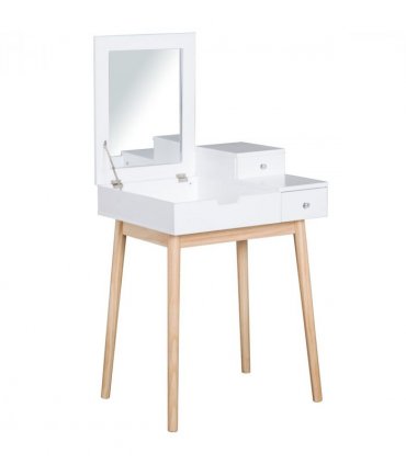 Dressing Table Desk Flip-up Mirror 2 Drawers Bedroom Makeup White HOMCOM