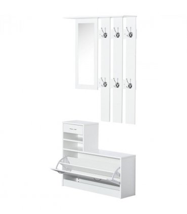 Entryway Organizer Shoe Storage Space Saving Mirror Chest Drawer