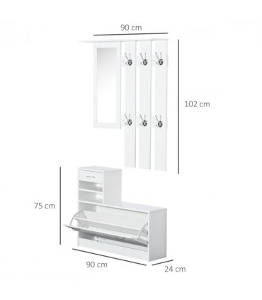 Entryway Organizer Shoe Storage Space Saving Mirror Chest Drawer