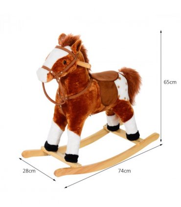 Rocking Horse Toy Plush Wood Pony Riding Rocker Neigh Sound Brown