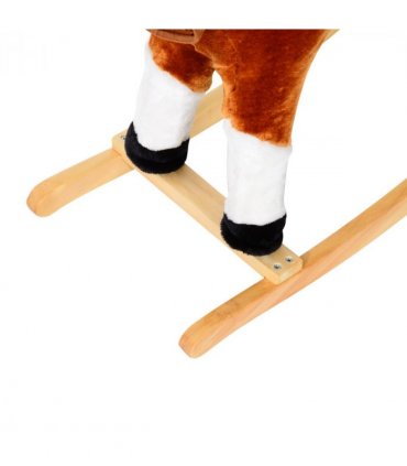 Rocking Horse Toy Plush Wood Pony Riding Rocker Neigh Sound Brown