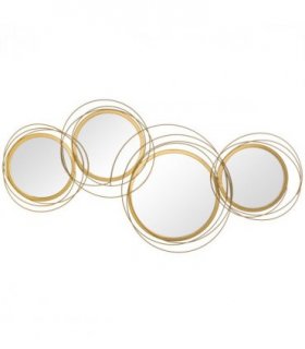 HOMCOM Metal Wall Art Decorative Mirror Decor Modern Wall Sculpture, Gold