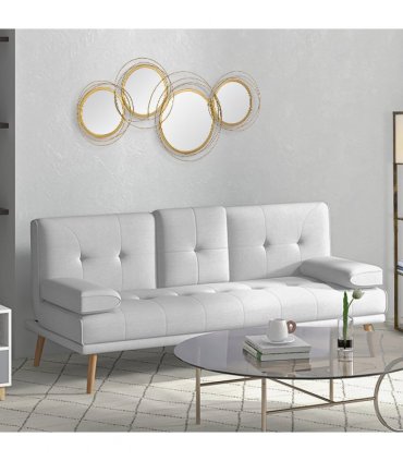 HOMCOM Metal Wall Art Decorative Mirror Decor Modern Wall Sculpture, Gold