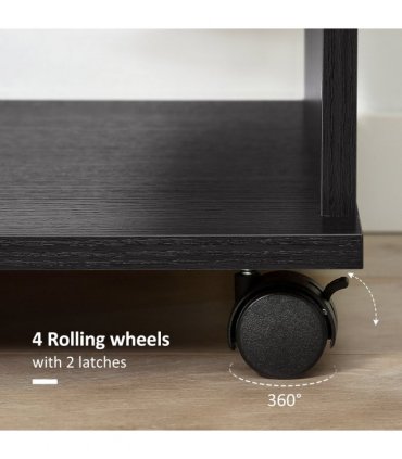 Rolling Open Wardrobe Hanging Rail Storage Shelves for Clothes, Black