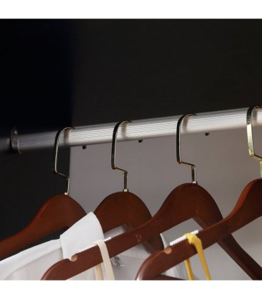 Rolling Open Wardrobe Hanging Rail Storage Shelves for Clothes, Black