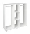 Mobile Double Open Wardrobe w/ Clothes Hanging Rail Colthing White