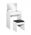 Dressing Table Set White Flip-up Mirror Hidden Space Padded Stool Multi-purpose