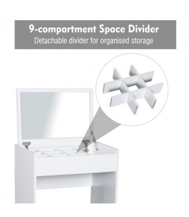 Dressing Table Set White Flip-up Mirror Hidden Space Padded Stool Multi-purpose