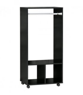 Open Wardrobe Clothes Rail Bedroom Clothes Storage Rod Shelves Black