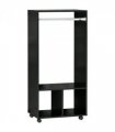 Open Wardrobe Clothes Rail Bedroom Clothes Storage Rod Shelves Black