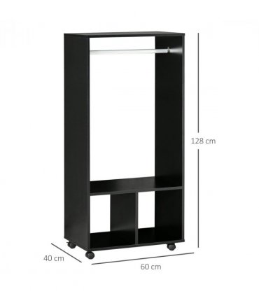 Open Wardrobe Clothes Rail Bedroom Clothes Storage Rod Shelves Black