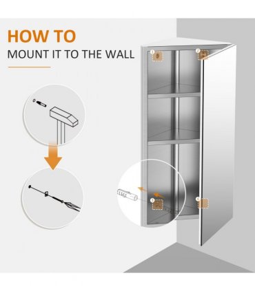 Homcom stainless steel floating corner cabinet