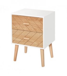 Nordic Style 2 Drawers Side Cabinet Wooden Bedside Table Storage Chest