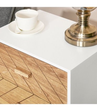 Nordic Style 2 Drawers Side Cabinet Wooden Bedside Table Storage Chest