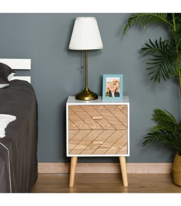 Nordic Style 2 Drawers Side Cabinet Wooden Bedside Table Storage Chest