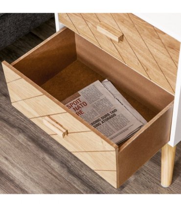 Nordic Style 2 Drawers Side Cabinet Wooden Bedside Table Storage Chest
