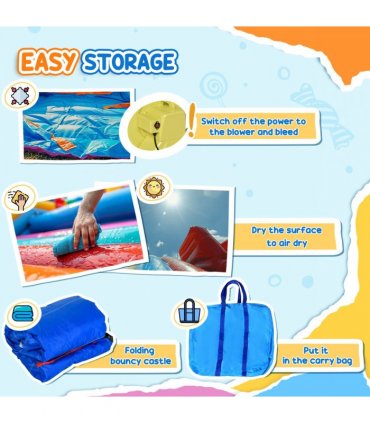Kids Bouncy Castle with Pool Outdoor Trampoline W/ Net Blower 3-8 Yrs